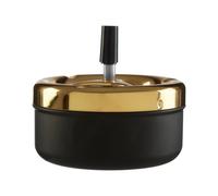 Orsina Medium Gold And Matte Black Spinning Ashtray, Stylish Push-Spin Ashtray With Lid For Odour Reduction,