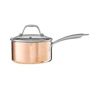 Premier Housewares Minerva Saucepan, Hammered Copper, Tri-Ply, Stainless Steel, Glass lid, 18cm
