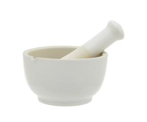 Orsina Medium Mortar And Pestle, Durable White Stoneware Grinder With Pouring Spout