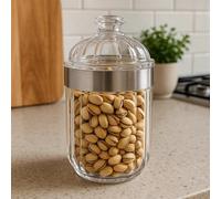 Premier Housewares 1601676 Clear Canister, Acrylic, Silver, 10 x 10 x 18 cm