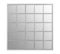 Orsina Medium Silver Grid Wall Mirror, Sleek Stainless Steel Frame Mirror, Modern Square Wall Mirror for Living Room Orsina Silver