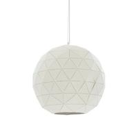 Orsina Medium White Pendant Light, Geometric Steel Hanging Light Fixture, Clean White Shade With Stylish Cut-Outs