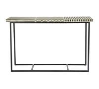 Orsina Metal Base Console Table, Acacia Wooden Top Hallway Table, Center Table With Zig-zag & Straight-lined Design in Black Orsina Black