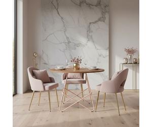 Orsina Metal & Elm Wood Round Table, Versatile Coffee Table for Home & Office, Round Outdoor Dining Table in Pink Orsina Pink