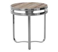 Orsina Metal Frame Round Side Table, Patio Small Table With Three Curved Legs, Renewable Pine Wooden Top Lounge Table in Natural Orsina Natural