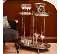 Orsina Metallic Frame Drinks Trolley, Sleek Gold & Black Bar Serving Cart, Functional Two-Tier Beverage Trolley Orsina Black