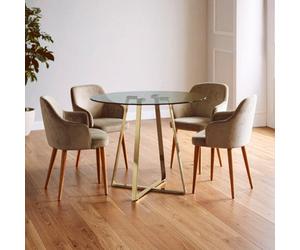 Orsina Metropolitan Round Gold Finish Dining Table