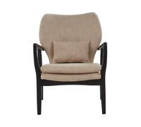 Orsina Mid-Century Beige Chair With Black Wooden Frame, Comfortable Lounge Chair, Winged Back Design Outdoor Chair in Light Brown Orsina Light Brown