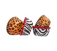 Orsina Mini Animal Print Paper Cupcake Cases, 100 Robust Greaseproof Cake Cups, Leopard Zebra Design Bake Wrappers Orsina Multicolor
