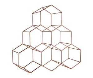 Orsina Minimalist 6 Botttle Copper Finish Wine Rack, Geometric Structure Bottle Rack For Cupboard, Sturdy Wine Rack