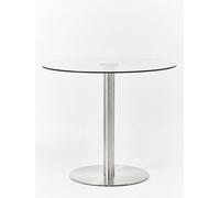 Orsina Minimalist Design Round Silver Finish Dining Table, Metropolitan Small Dining Table, Sturdy Kitchen Table