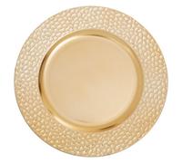 Orsina Minimalist Gold Charger Plate With Hammered Rim, Functional Dinner Plate, Reliable Gold Finish Plate