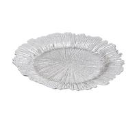 Premier Housewares Dia 36 Pc Dia 36 Pc Silver Finish Reef Charger Plate/Plate Set/Melamine Plates/Dinner Plates/Small Plates/Silver Plates/Serving Plates/Dimensions are w33 x h2 x d33 cm