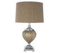 Orsina Mink Shade Table Lamp With Silver Plinth Base, Boutique Style Bedside Lamp With Textured Conical Body
