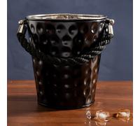 Miressa Party Bucket, Hammered Effect/Rope Handle, Black Stainless Steel, Medium