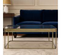 Orsina Mirrored Glass Top Coffee Table, Gold-Finish Stainless Steel Frame with Decorative Textured Border in Clear Orsina Clear
