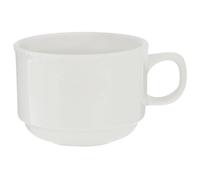 Premier Housewares White Stacking Cappuccino Cup/Round Crisp White Porcelain Novelty Mug For Tea/Coffee Chip Proof Cups And Mugs For Kitchen Use 8.5 x 8.5 x 6