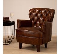 Orsina Mocha Brown Button Back Armchair, Lounge Chair With Quilted Backrest, Metallic Studded Seat With Walnut Feet Orsina Brown
