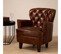 Orsina Mocha Brown Button Back Armchair,lounge Chair With Quilted Backrest,metallic Studded Seat With Walnut Feet