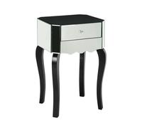 Orsina Modern 1 Drawer Mirrored Glass Side Table, Sleek Side Table For Livingroom, Glass Finished Bedside Table in Silver Orsina Silver
