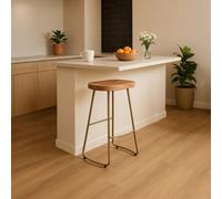 Orsina Modern Acacia Wood Bar Stool For Home Bar, Elegant Counter Seat With Iron Footrest, Wooden Kitchen Bar Stool