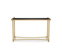 Orsina Modern And Sleek Black Console Table, Spacious Glass Topped Console Table For Hallways, Decorative Table
