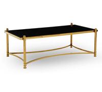 Orsina Modern Black And Gold Coffee Table, Contemporary Decorative Gold Finished Coffee Table For Sitting Areas