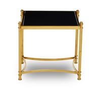 Ackley Gold Side Table with Black Glass - Gold
