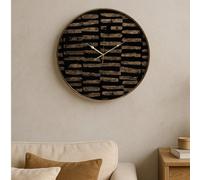Orsina Modern Black And Gold Wall Clock, Agate Effect Glass Clock With Artistic Brushstroke Dial, Wall Clock