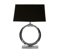Orsina Modern Black And Silver Table Lamp With Crescent Ring Base, High Gloss Nickel Finish Stainless Steel Lamp