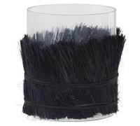 Orsina Modern Black Candle Holder, Coastal Styled Medium Candle Holder, Natural Black And Round Glass Candle Holder