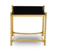 Orsina Modern Black & Gold Side Table, Stylish Gold Finished Stainless Steel Bedside Table, Elegant Black Topped Glass Table Orsina Gold