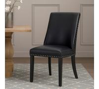 Orsina Modern Black Leather Effect Dining Chair, Elegant Design Dining Chair For Dining Table, Luxury Dining Chair