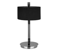 Premier Housewares Leyna Table Lamp Chrome with Black Fabric Shade, Silver