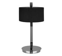 Premier Housewares Leyna Table Lamp Chrome with Black Fabric Shade, Silver