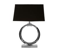 Orsina Modern Black & Silver Table Lamp with Crescent Ring Base, High Gloss Nickel Finish Stainless Steel Lamp Orsina Silver