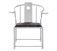 Orsina Modern Black Velvet & Steel Chair, Plush Velvet Upholstered Armchair For Reading, Elegant Accent Chair in Silver Orsina Silver