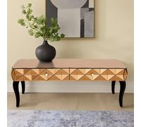 Orsina Modern Copper Coffee Table, Spacious Decorative Table With 3D Drawers, Rectangular Coffee Table For Bedrooms
