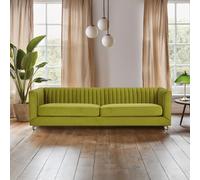 Orsina Modern Design 3 Seat Green Velvet Sofa, Moss Velvet Upholstered Mid Century Sofa, Luxurious 3 Seater Couch Orsina Green