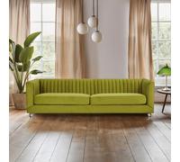 Orsina Modern Design 3 Seat Green Velvet Sofa, Moss Velvet Upholstered Mid Century Sofa, Luxurious 3 Seater Couch