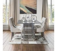 Orsina Modern Design Gold Finish Dining Table, Metropolitan Small Dining Table, Stylish Kitchen Table For Dinner