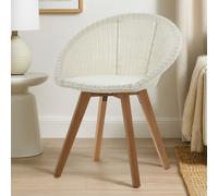 Orsina Modern Design Lounge Chair, Comfortable White Faux Rattan Upholstered Armless Chair, Sturdy Wooden Chair in Brown Orsina Brown