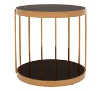 Orsina Modern Design Rose Gold Cage Design Side Table, Luxurious Finish Side Table By Couch, Durable Lounge Table in Black Orsina Black