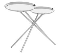 Orsina Modern Design Side Table, Staggered Mirrored Tabletops Side Table, Versatile Modern Side Table For Lounge in Silver Orsina Silver