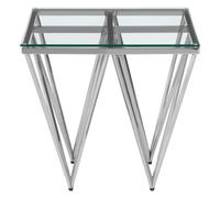 Orsina Modern Design Silver Finish Spike Legs End Table, Durable Constructed Metal End Table, Sturdy Bedside Table Orsina Silver
