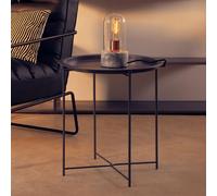 Orsina Modern Design White Metal Round Side Table, Sleek Bedside Table For Bedroom, Functional Livingroom Sidetable in Grey Orsina Grey