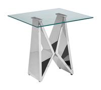 Orsina Modern Design Wing Base End Table, Wing Base Design Metal End Table, Tempered Glass Top Versatile Table