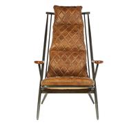 Orsina Modern Genuine Grey Leather Chair, Decorative Armchair, Occasional Chair, Quilted Upholstered Accent Seat in Light Brown Orsina Light Brown