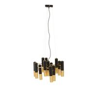 Orsina Modern Gold Finish And Black Pendant Light, 13 Bulb Luxe Ceiling Fixture, Minimalist Metal Hanging Light