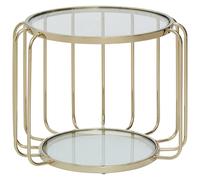 Orsina Modern Gold Side Table, Contemporary Gold Side Table with Glass Top, Luxury Side Table for Living Room Orsina Gold